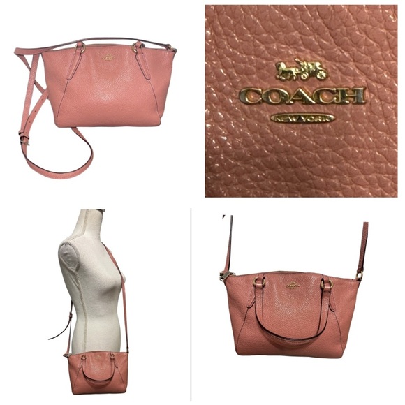 Coach Pink Leather Handbag Kelsey top handle and crossbody rose color VTG - Picture 3 of 17
